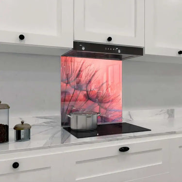Red Dandelion Printed Glass Splashback - DIY - CreoGlass®