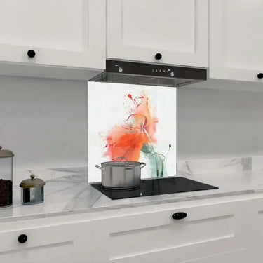 Red Flower Painting Printed Glass Splashback - DIY - CreoGlass®