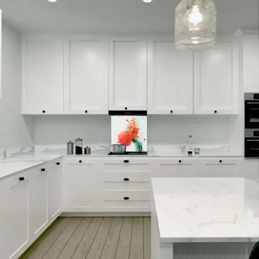 Red Flower Painting Printed Glass Splashback - DIY - CreoGlass®