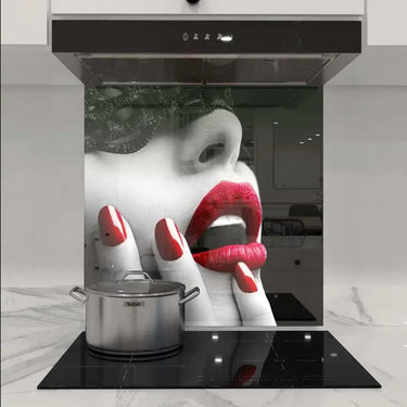 Red Lip and Nails Printed Glass Splashback - DIY - CreoGlass®