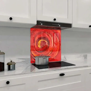 Red Paint Spiral Printed Glass Splashback - DIY - CreoGlass®