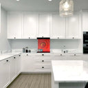 Red Paint Spiral Printed Glass Splashback - DIY - CreoGlass®
