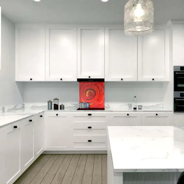Red Paint Spiral Printed Glass Splashback - DIY - CreoGlass®
