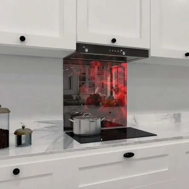 Red Smoke Printed Glass Splashback - DIY - CreoGlass®