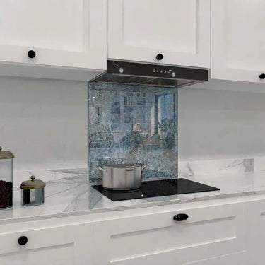 Textured Blue Printed Glass Splashback - DIY - CreoGlass®