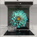 Turquoise Dahlia Printed Glass Splashback - DIY - CreoGlass®
