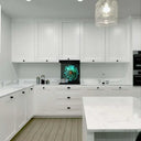 Turquoise Dahlia Printed Glass Splashback - DIY - CreoGlass®