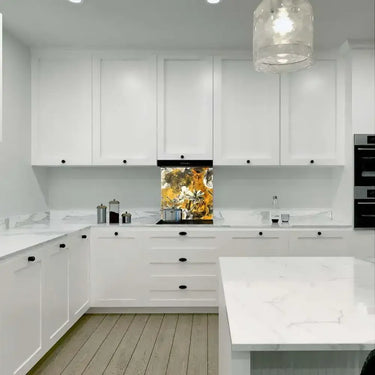 White and Yellow Flowers Printed Glass Splashback - DIY - CreoGlass®