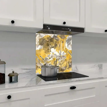 White and Yellow Flowers Printed Glass Splashback - DIY - CreoGlass®