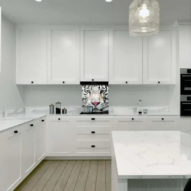 White Tiger Printed Glass Splashback - DIY - CreoGlass®