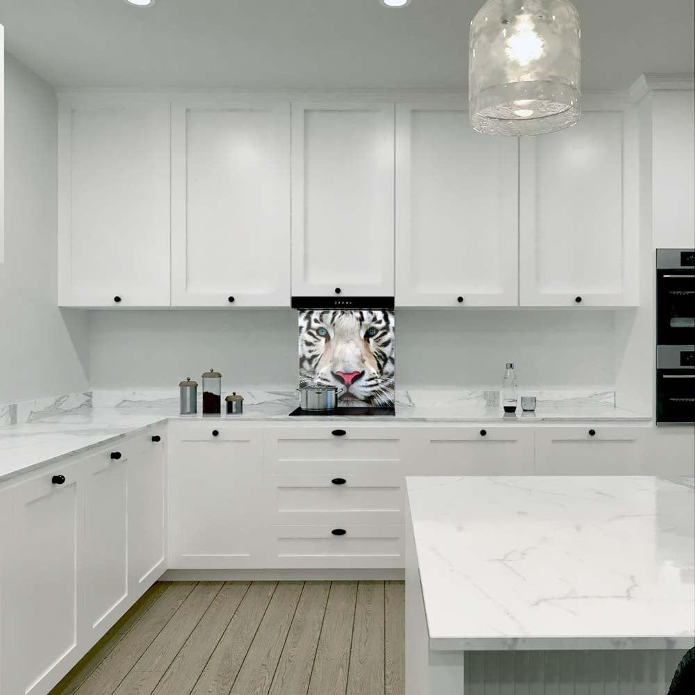 White Tiger Printed Glass Splashback - DIY - CreoGlass®