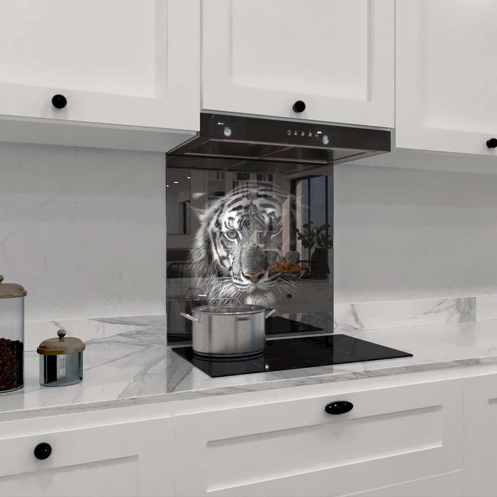 White Tiger in Spotlight Printed Glass Splashback - DIY - CreoGlass®