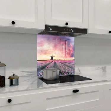 Windmill and Tulips Printed Glass Splashback - DIY - CreoGlass®