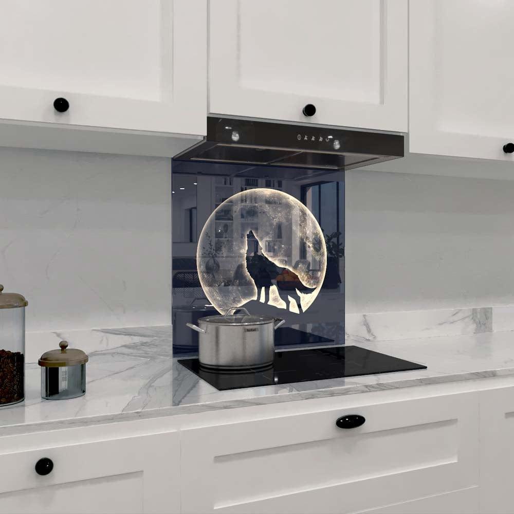 Wolf Under the Moon Printed Glass Splashback - DIY - CreoGlass®