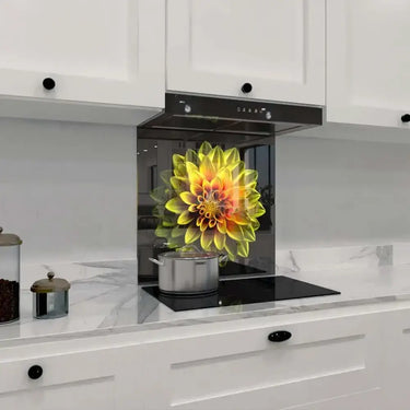 Yellow Dahlia Printed Glass Splashback - DIY - CreoGlass®