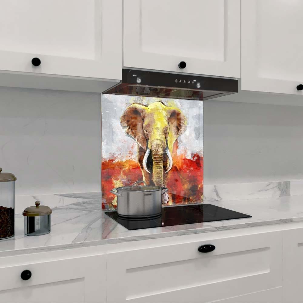 Yellow Elephant Printed Glass Splashback - DIY - CreoGlass®