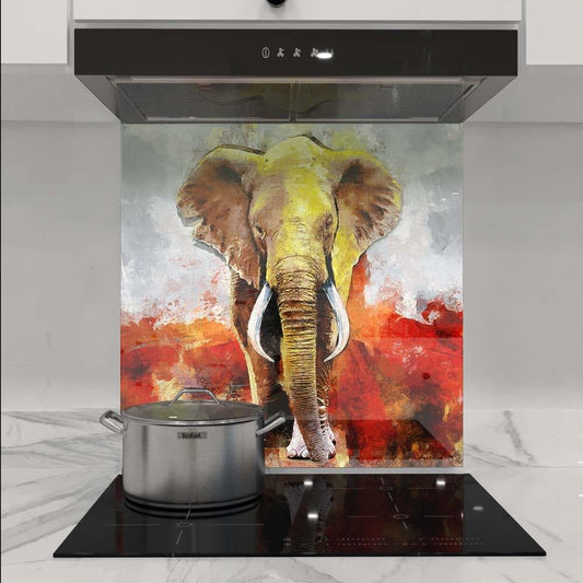 Yellow Elephant Printed Glass Splashback - DIY - CreoGlass®