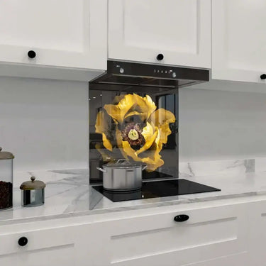Yellow Peony Printed Glass Splashback - DIY - CreoGlass®